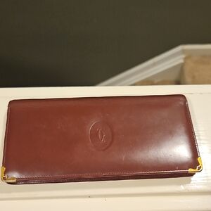 Cartier Burgundy Wallet with Gold Accents
